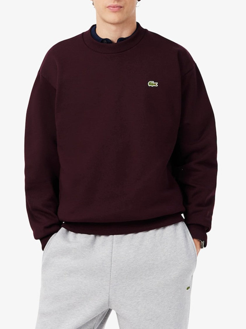 Lacoste Bordeaux Embroidered Logo Cotton Sweatshirt