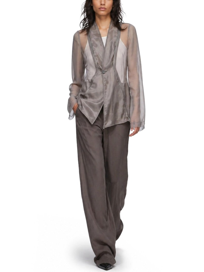 Rick Owens Neutrals Stag Sheer Asymmetrical Silk Jacket
