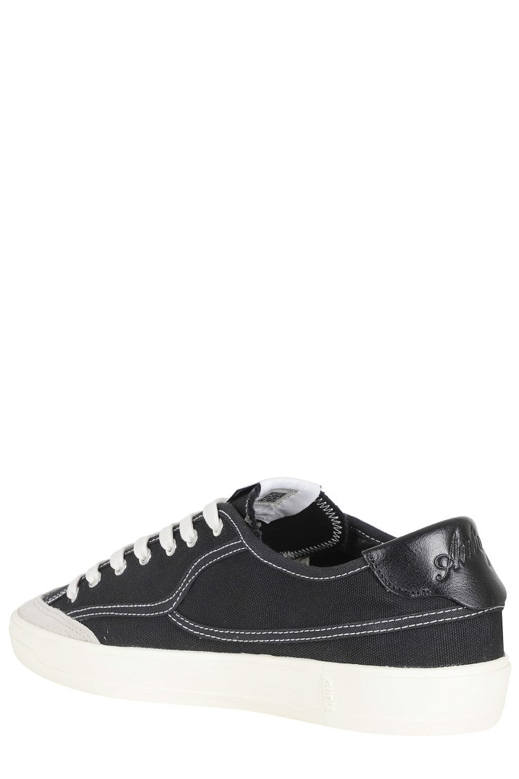 Autry Black Windscape Low Iconic-Logo Canvas Sneakers