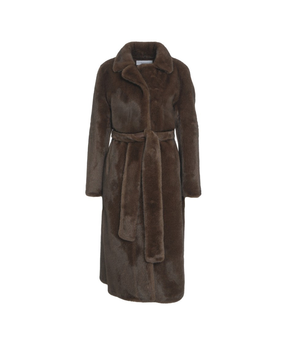 Bully Midi-Length Faux Fur Coat With Classic Collar