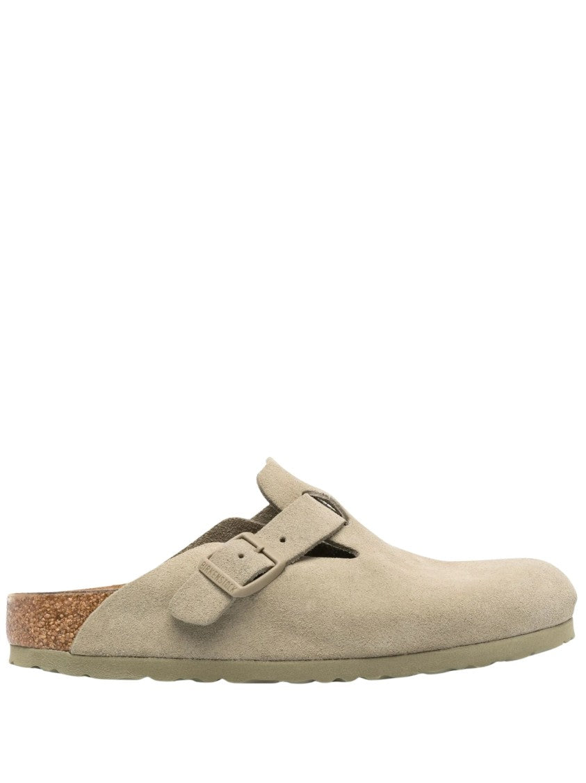 Birkenstock Boston Bs Faded Khaki Suede Flats
