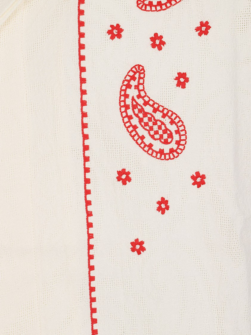 Orlebar Brown Textured Short-Sleeved Shirt With Embroidered Motifs