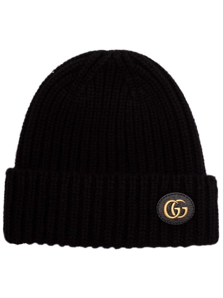 Gucci Victor Ribbed Beanie Leather Patch