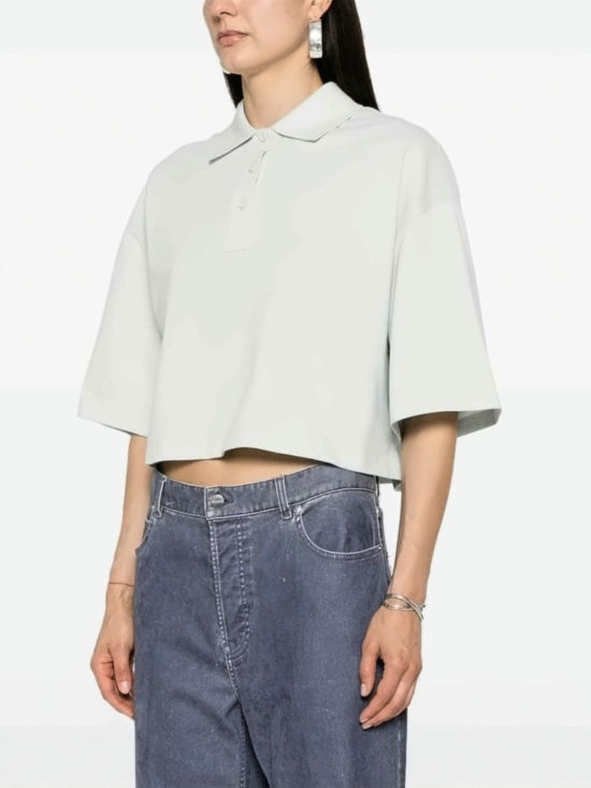 Bottega Veneta Cropped Boxy Polo Shirt With Classic Collar