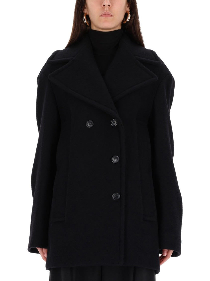 Sportmax Double-Breasted Virgin Wool Coat