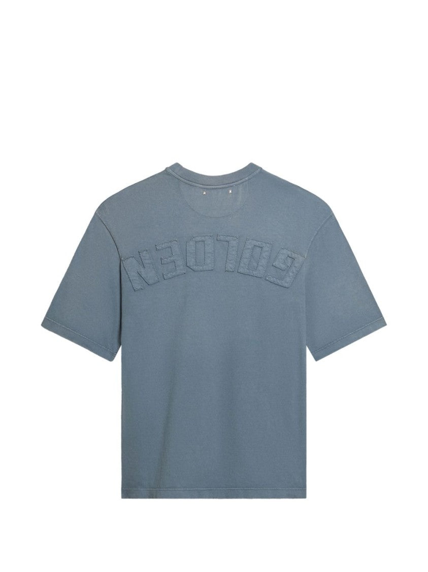 Golden Goose Blue Silk And Nylon Crew Neck T-Shirt