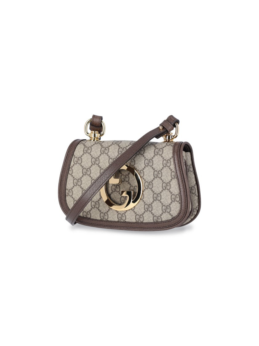 Gucci Mini Handbag With Gg Supreme Logo Design And Gold Accents