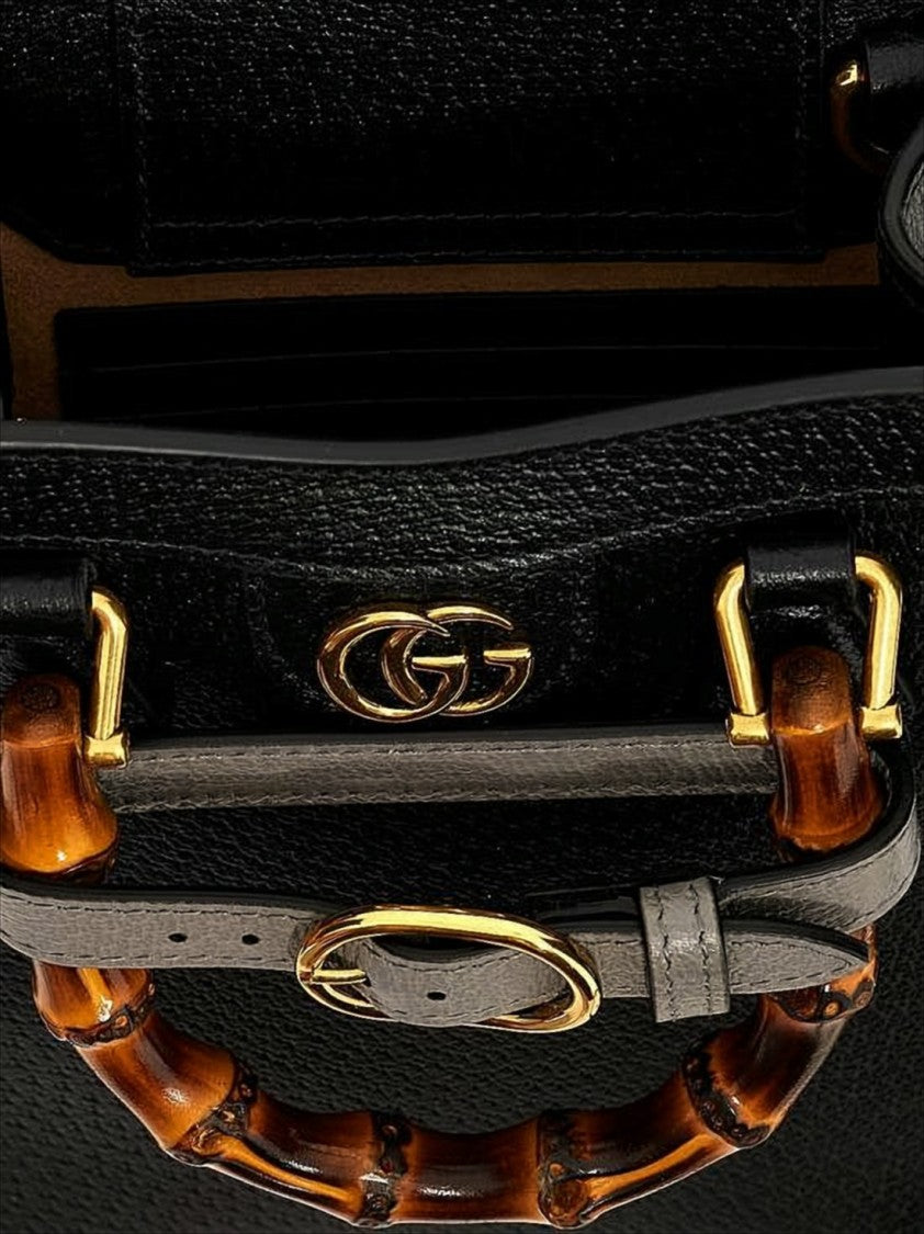 Gucci Textured Black Leather Tote Bag