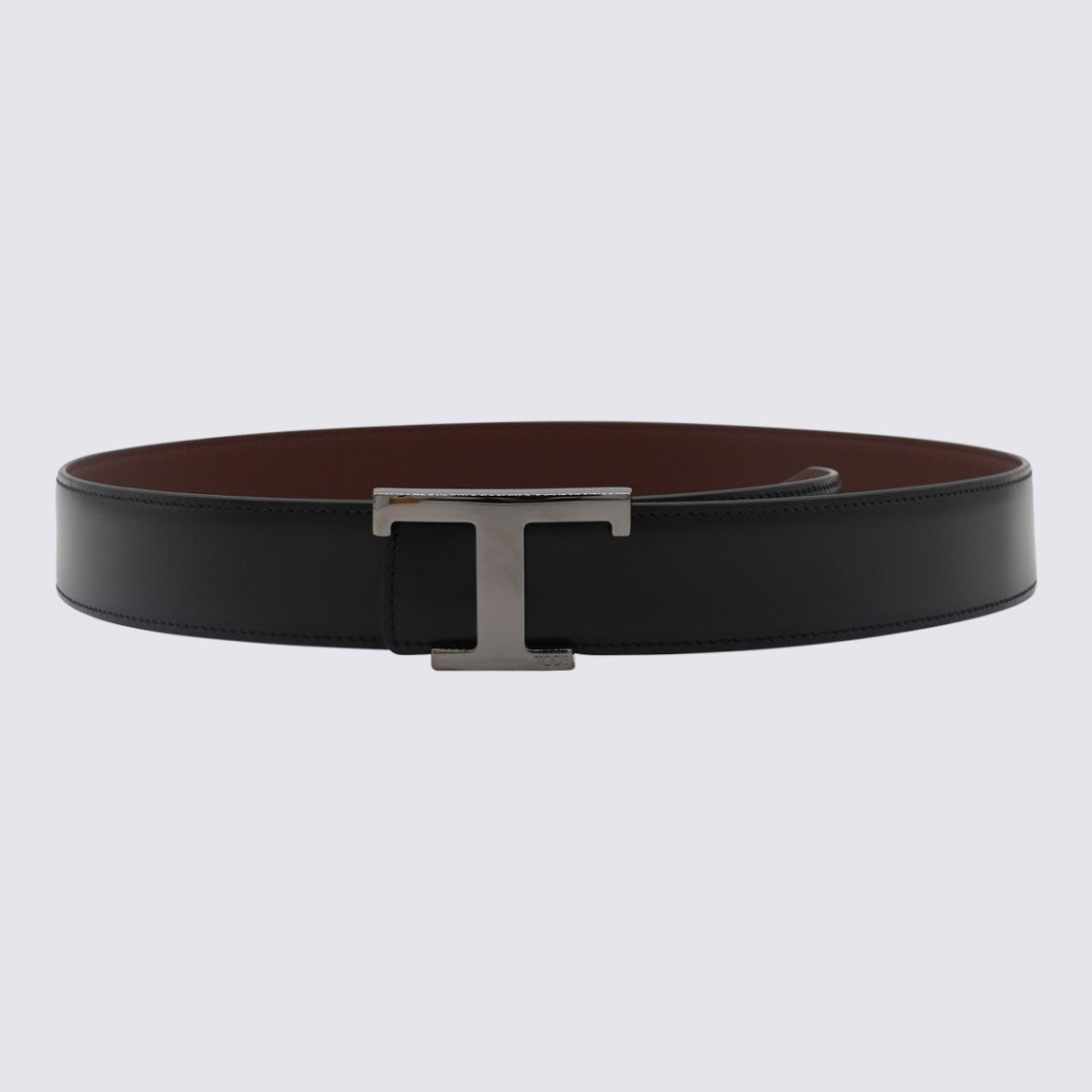 Tod's Black Leather Metallic Buckle Belt