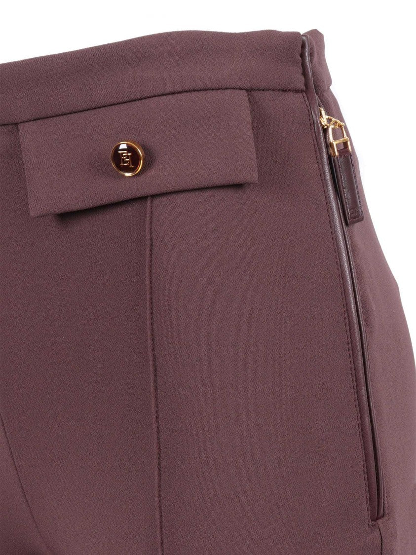 Elisabetta Franchi High-Waisted Flared Pants With Decorative Button Details
