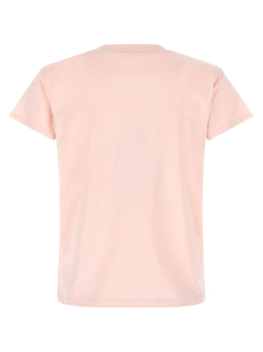 Mm6 By Maison Margiela Pink Front Logo Label Cotton T-Shirt