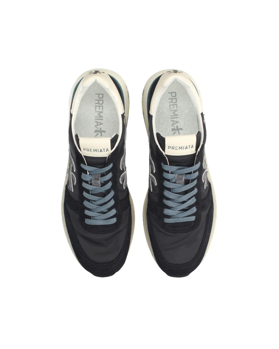 Premiata Blue Mick Calf Goat Leather Sneakers