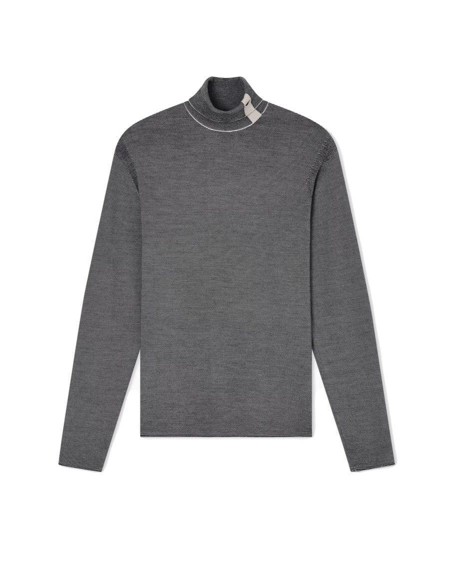 Emporio Armani Roll Neck Pullover With Subtle Striped Design