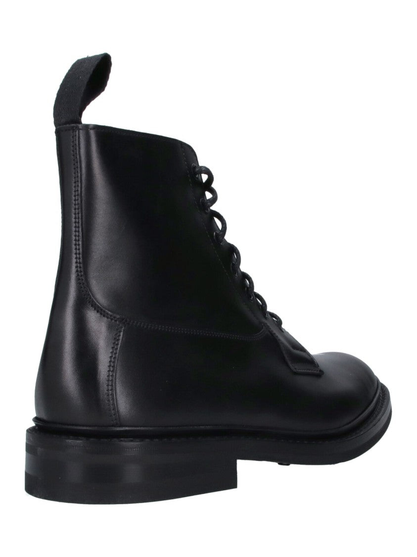 Tricker's Burford Black Round Toe Lace-Up Leather Boots