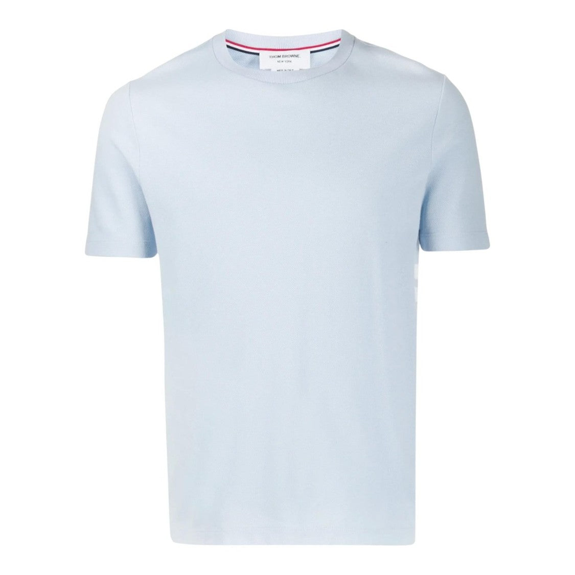 Thom Browne Short-Sleeved Crew Neck T-Shirt In Soft Blue Cotton