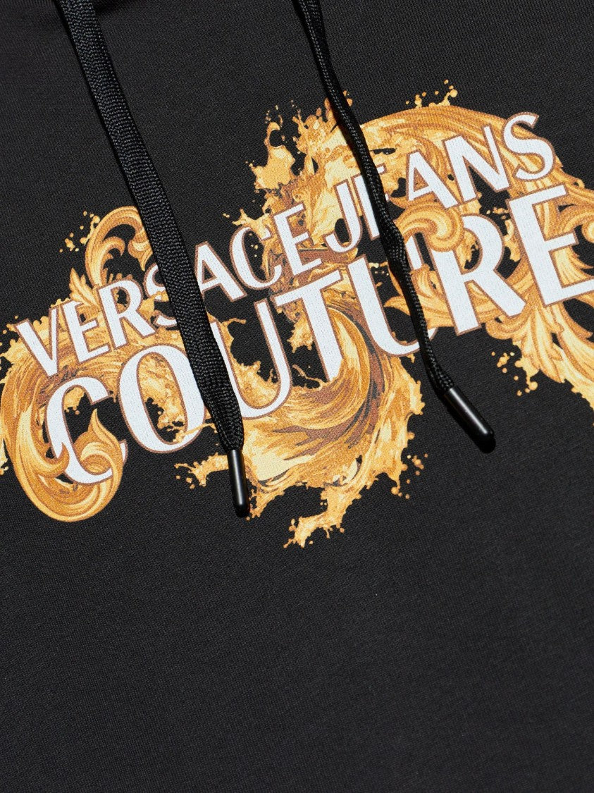 Versace Jeans Couture Black Ornate Logo Hoodie
