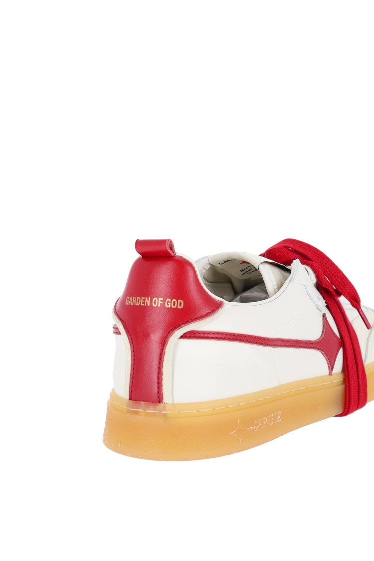 Garden Of God Earth Leather And Suede Red Detail Sneakers