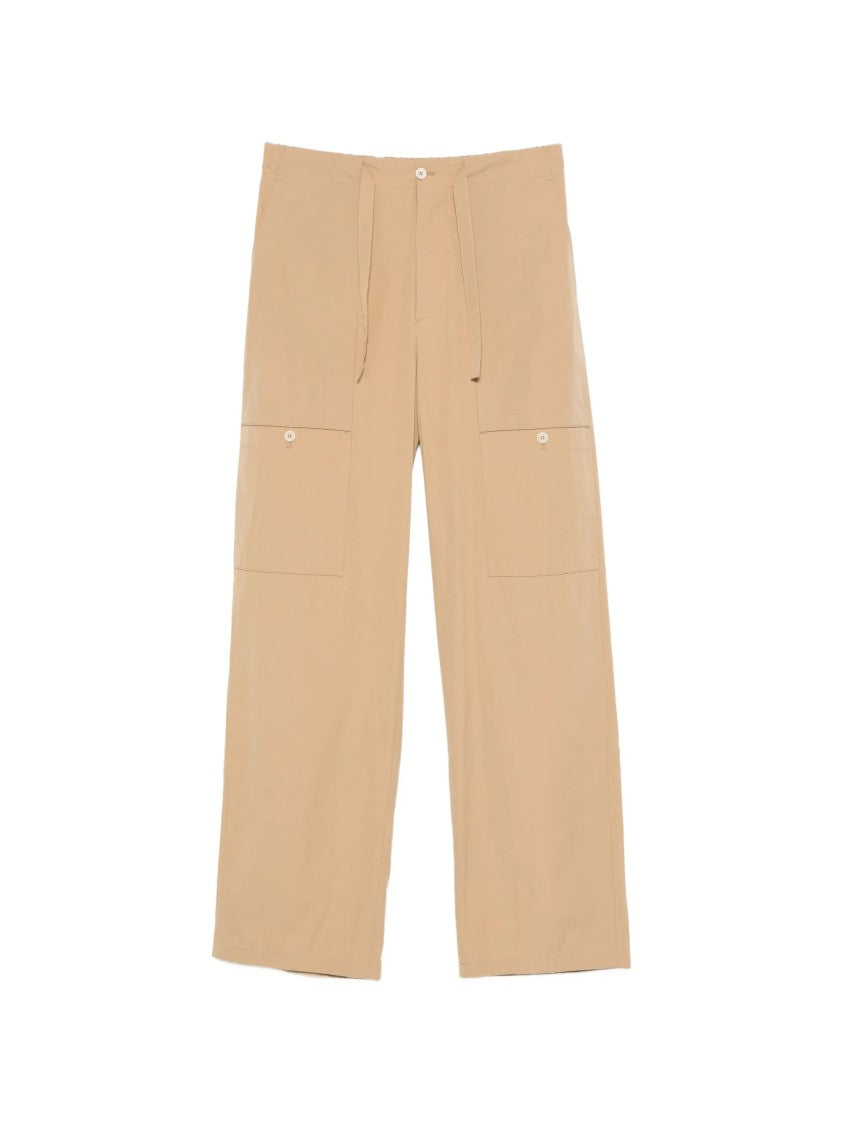 Jil Sander Beige Wide-Leg Tie Belt Pants
