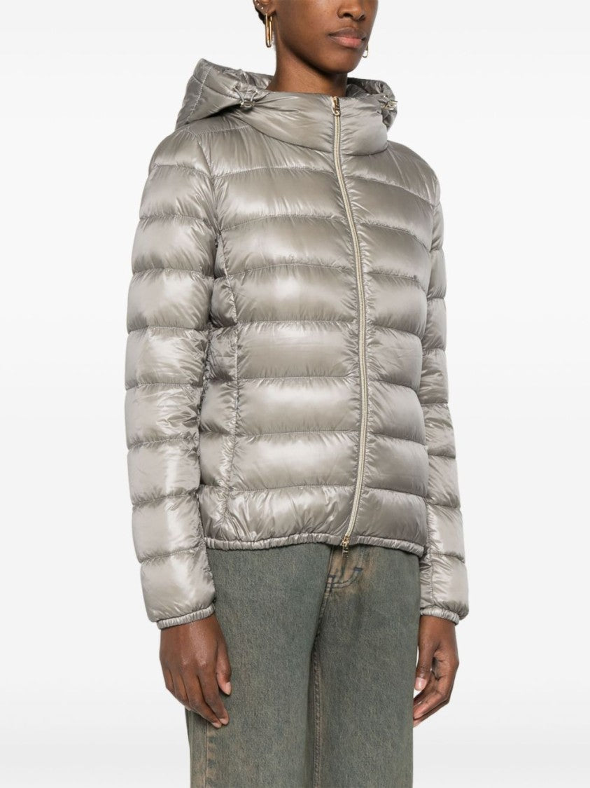 Herno Pearl Gray Slim-Fit Down Jacket With Removable Hood