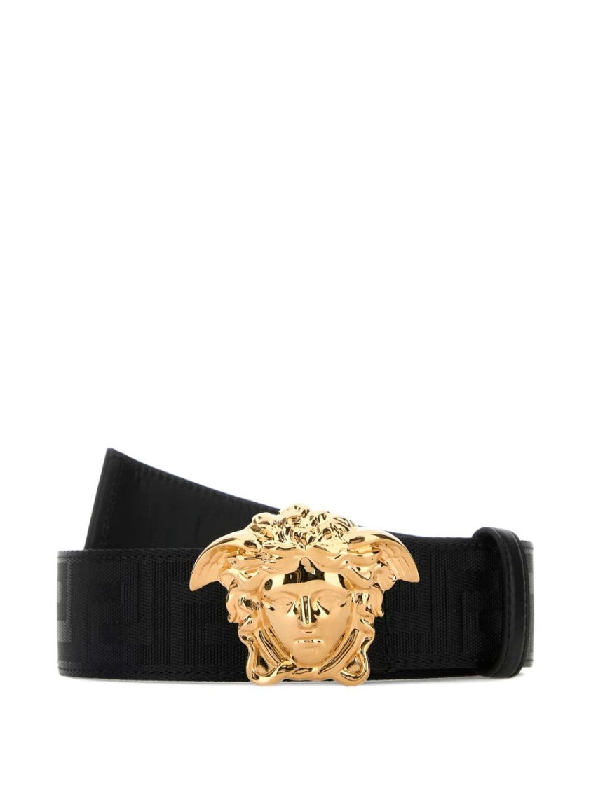 Versace Black And Gold Medusa Head Belt