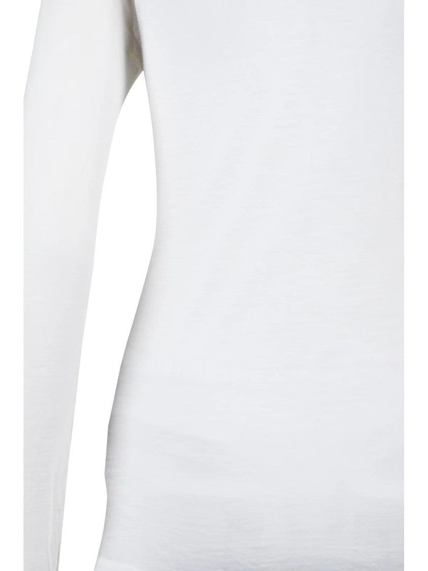 Semi Couture White Brushed Wool-Blend High Neck T-Shirt