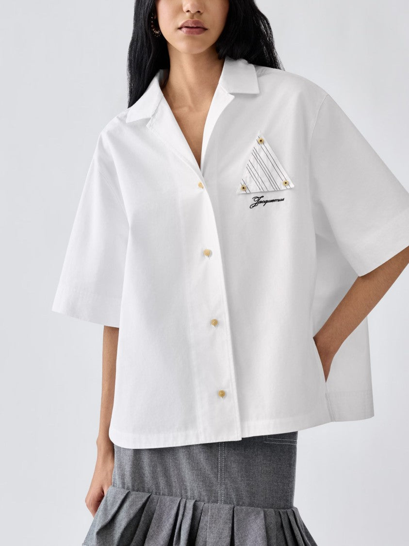 Jacquemus White Oversized Camp Collar Cotton Shirt
