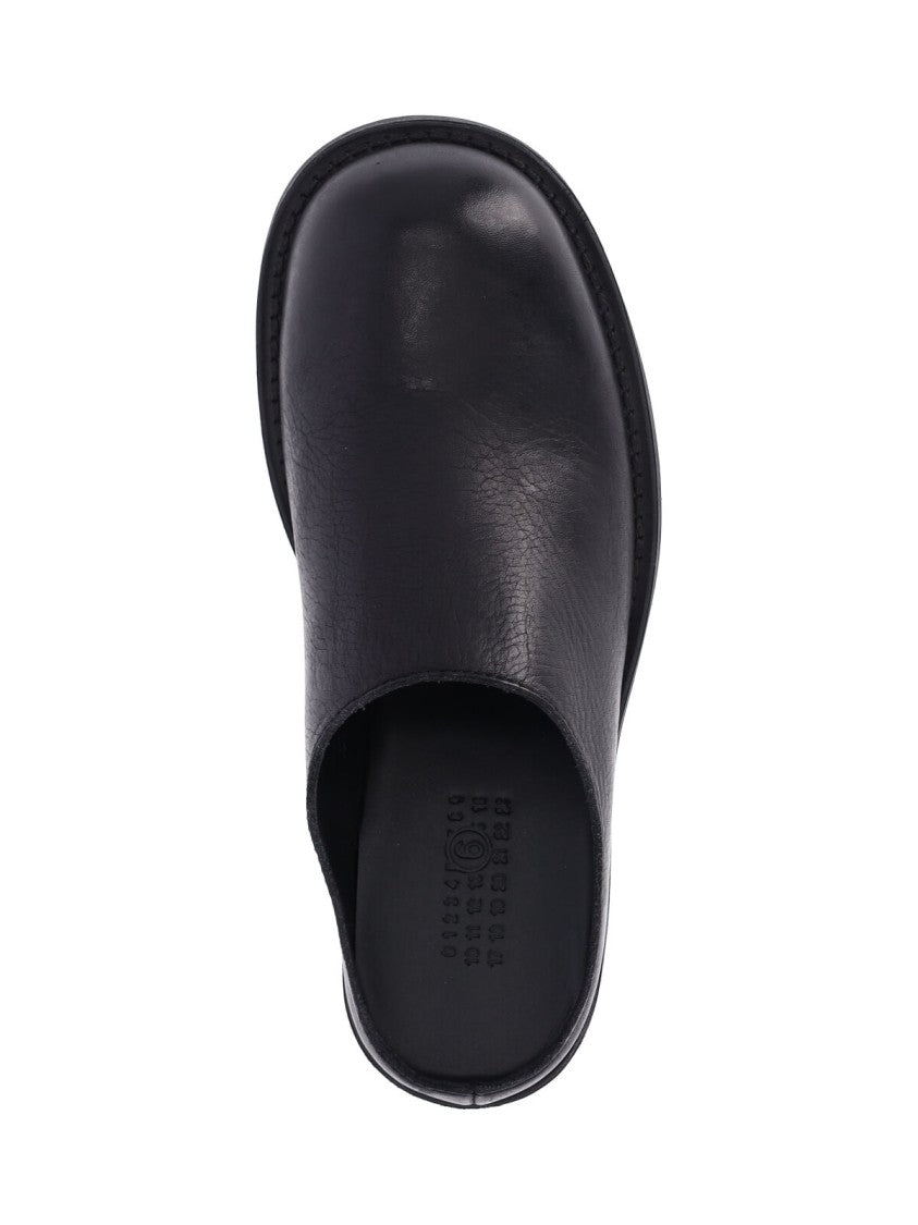 Mm6 By Maison Margiela Black Leather Biker Mules