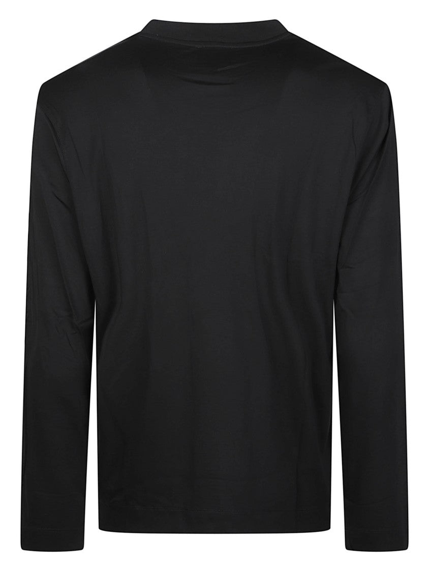 Emporio Armani Embroidered Logo Tailored Black Long-Sleeve T-Shirt