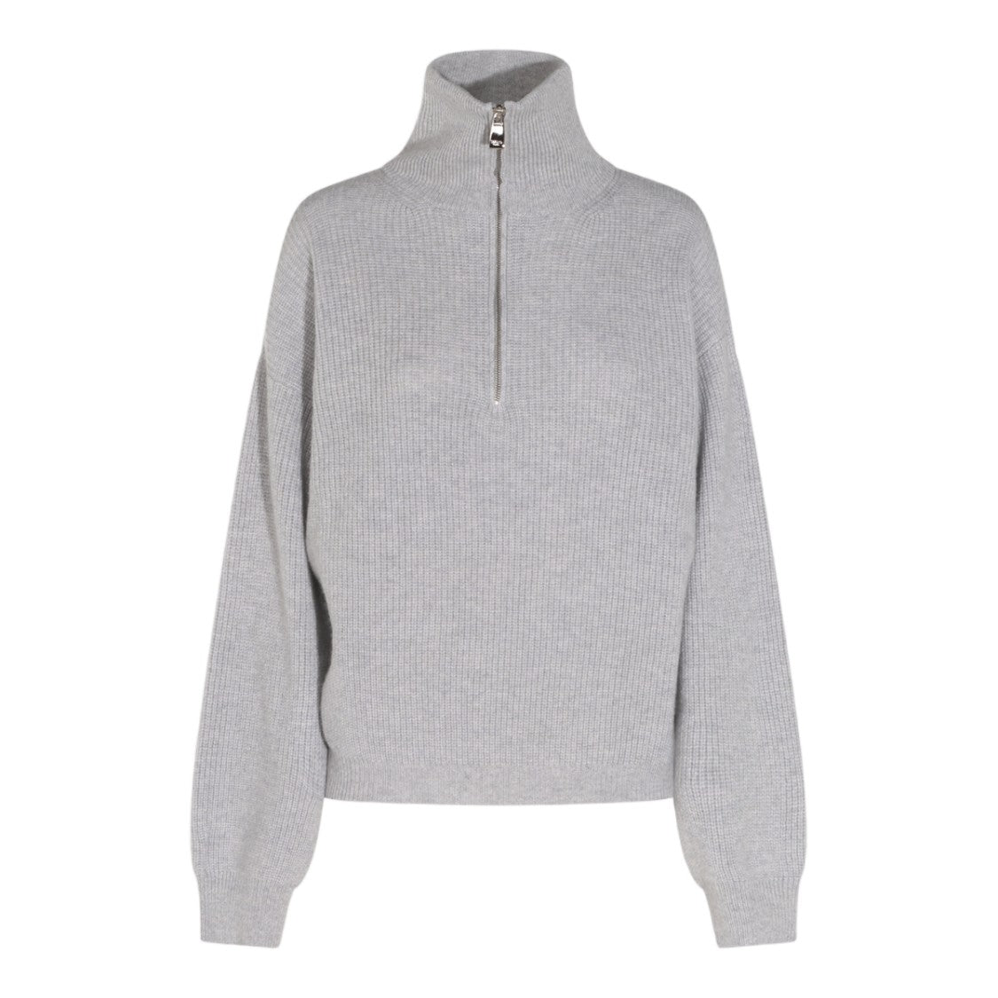 Malo Ribbed Zip High Stand Collar Turtleneck Sweater