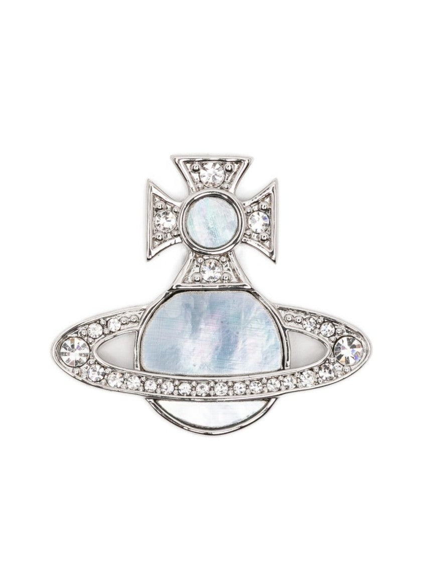 Vivienne Westwood Orb Motif Crystal Embellished Silver-Tone Stud Earrings