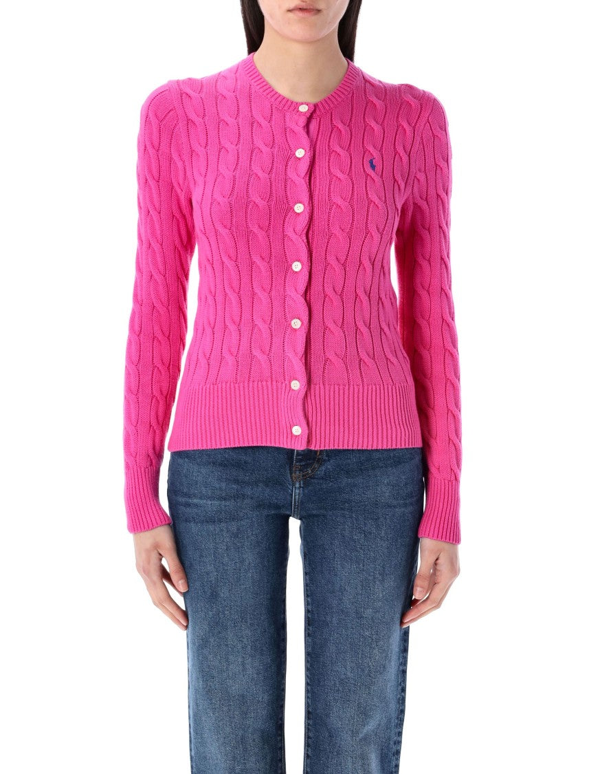 Polo Ralph Lauren Cropped Cable-Knit Cardigan In Regatta Pink