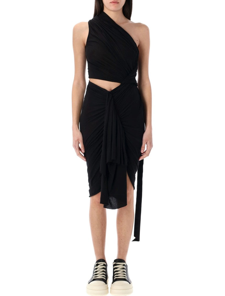 Drkshdw By Rick Owens Asymmetric Black Dress With Cut-Out Details