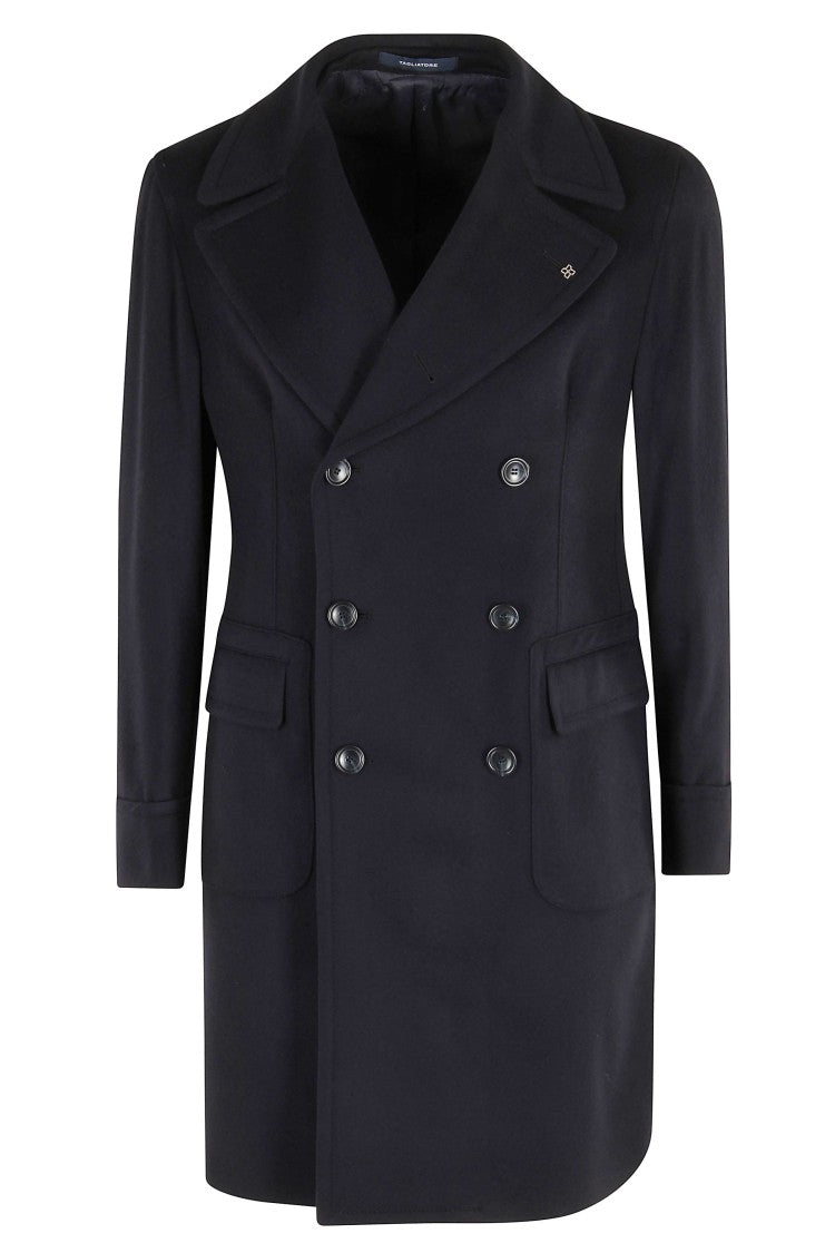 Tagliatore Knee-Length Double-Breasted Coat In Wool-Cashmere Blend