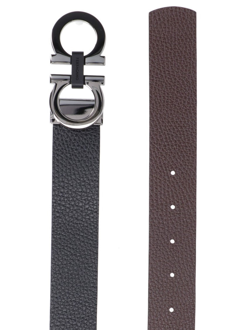 Ferragamo "Gancini" Reversible Belt Black