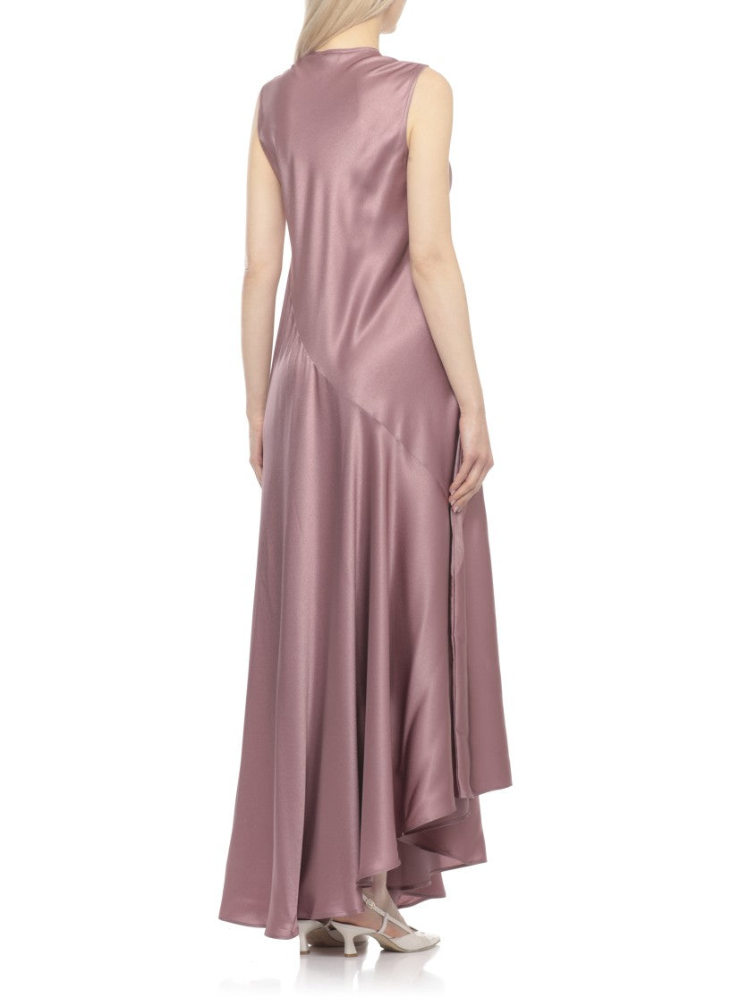 Antonelli Firenze Silk Blend Dress With Flared Hem And Asymmetrical Seam