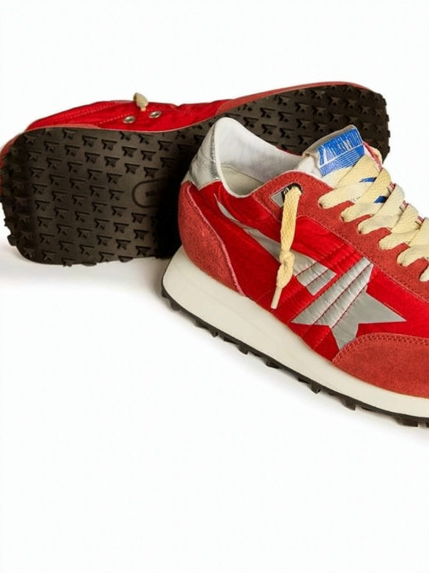 Golden Goose Vibrant Red Marathon Sneakers With Textured Upper
