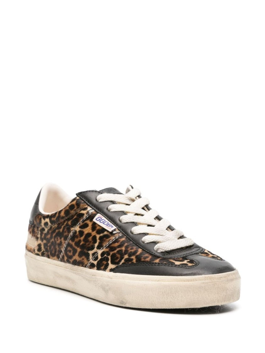 Golden Goose Leopard Print Leather Accents Sneakers