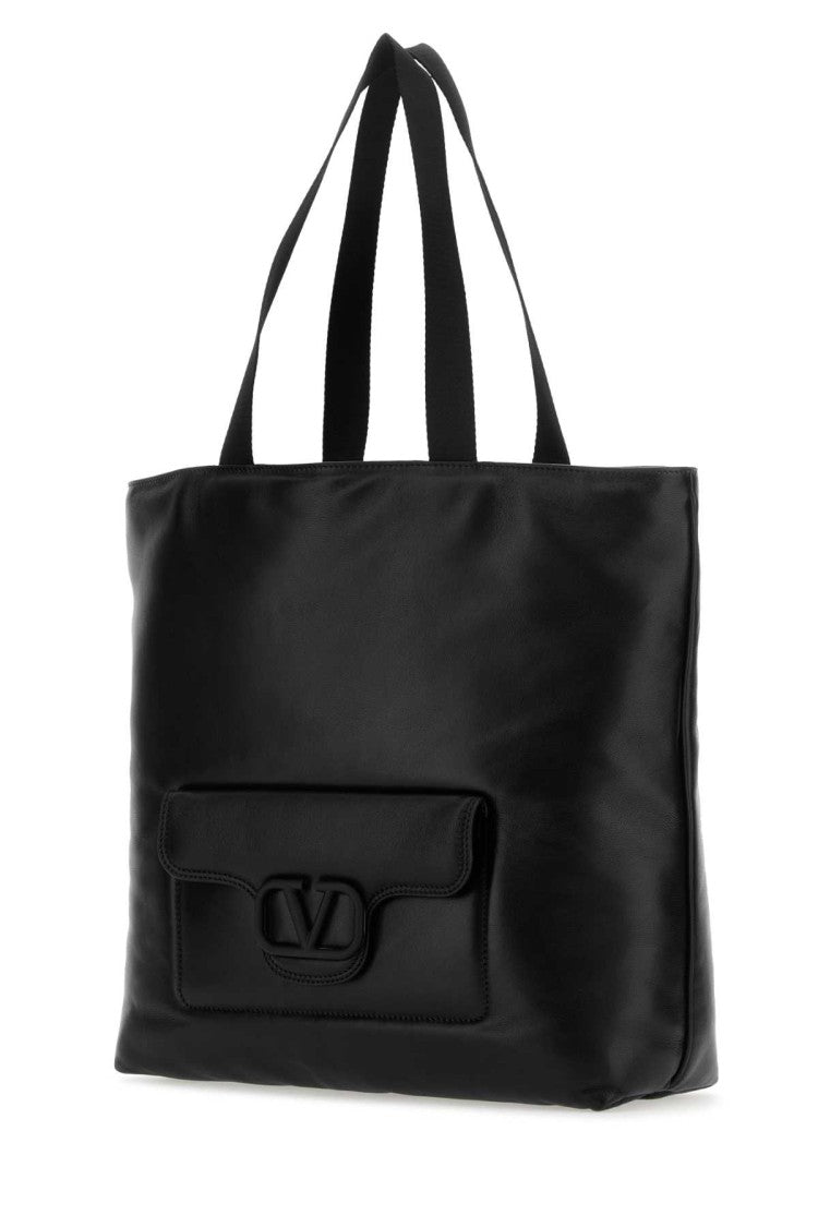 Valentino Garavani Black Nappa Leather Valentino Garavani Noir Shopping Bag