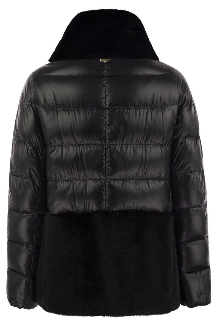 Herno Glossy Quilted And Plush Puffer Jacket