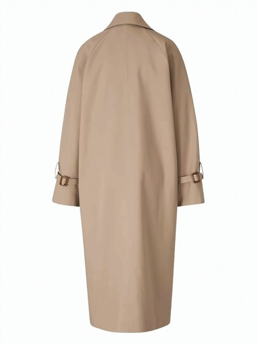 Totême Double-Breasted Beige Coat With Wide Lapel Collar