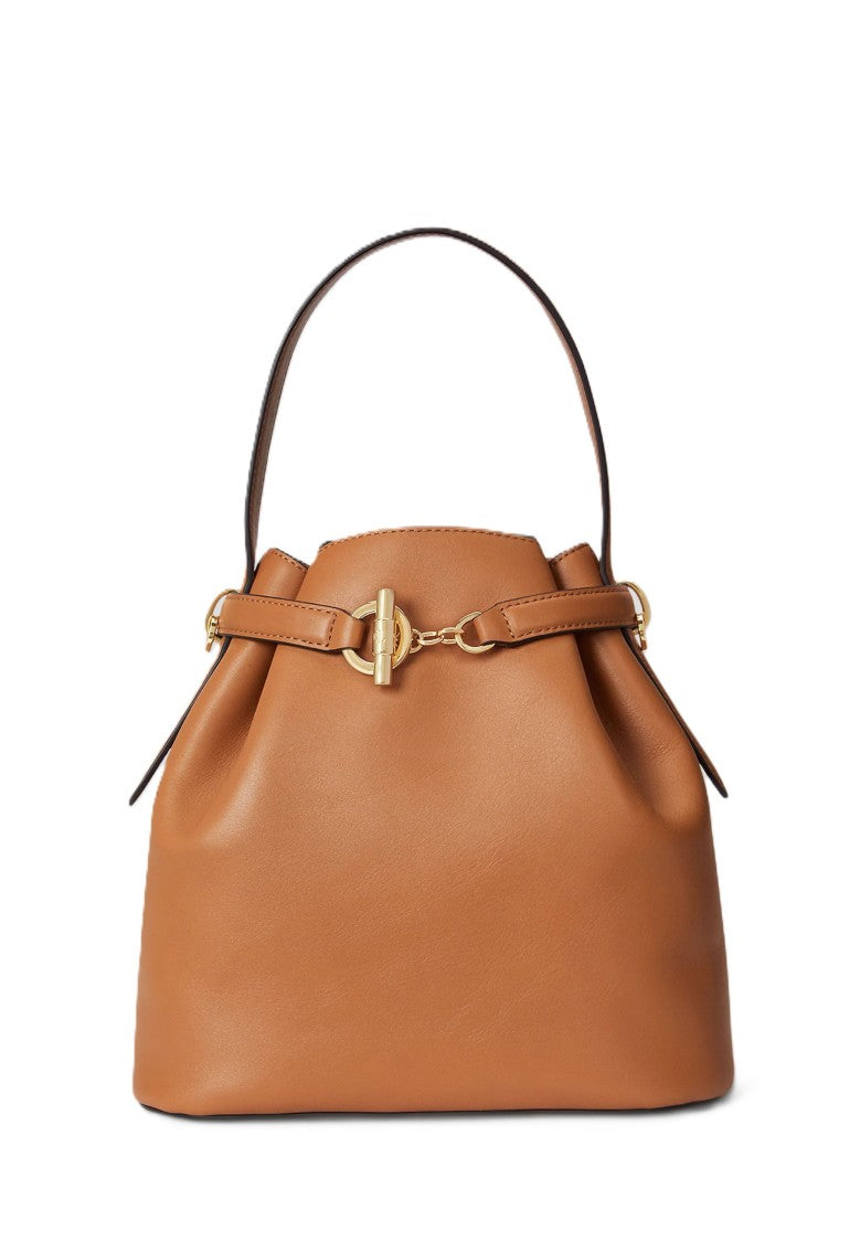 Lauren Ralph Lauren Brown Blke Medium Silk Bucket Bag