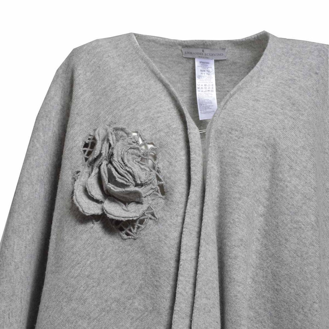 Ermanno Scervino Grey Melange Wool Cape