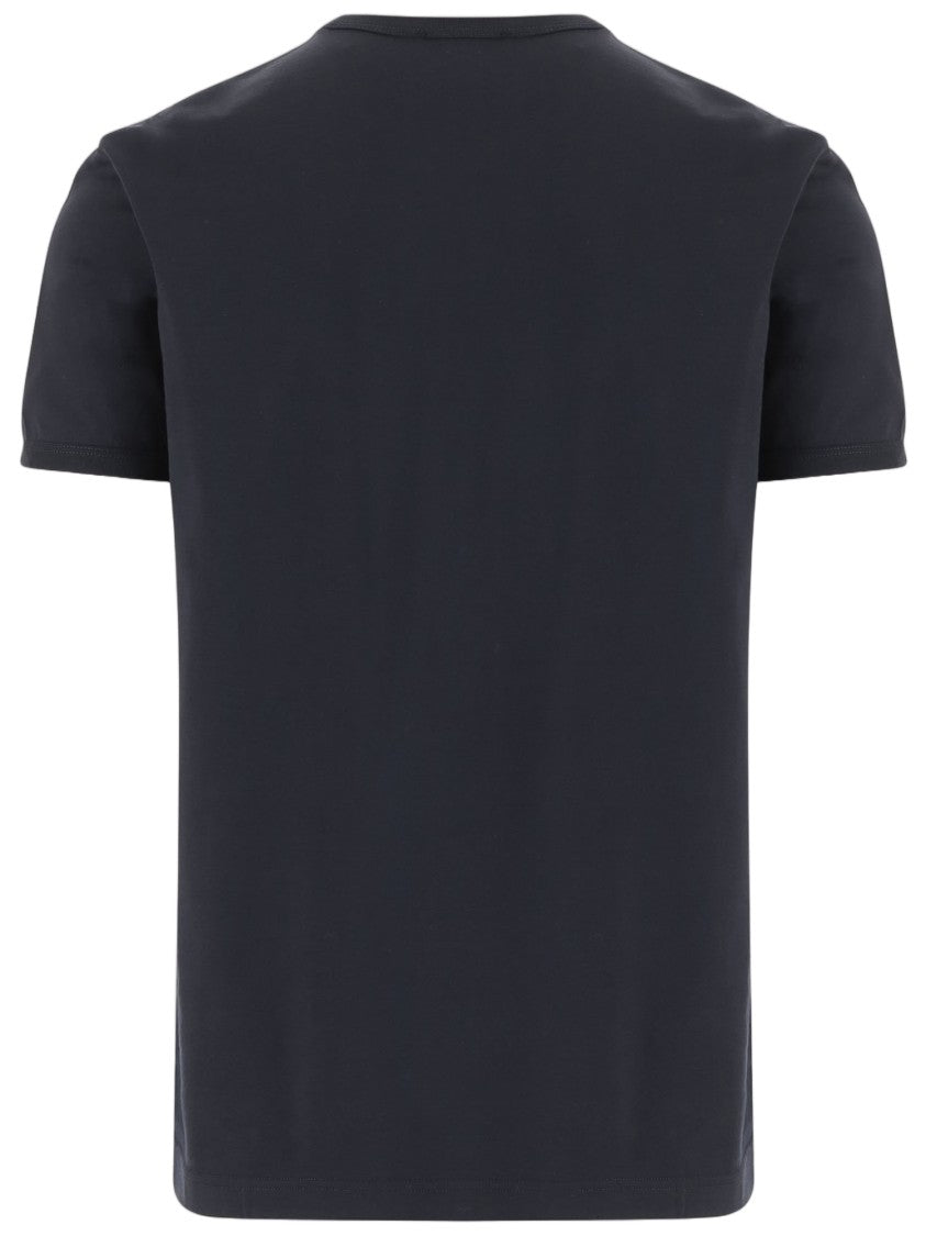 Dolce & Gabbana Navy Cotton T-Shirt With Subtle Tone-On-Tone Patch