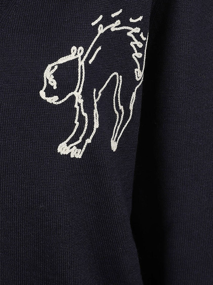 Maison Margiela Cardigan With Embroidered Bear Motif