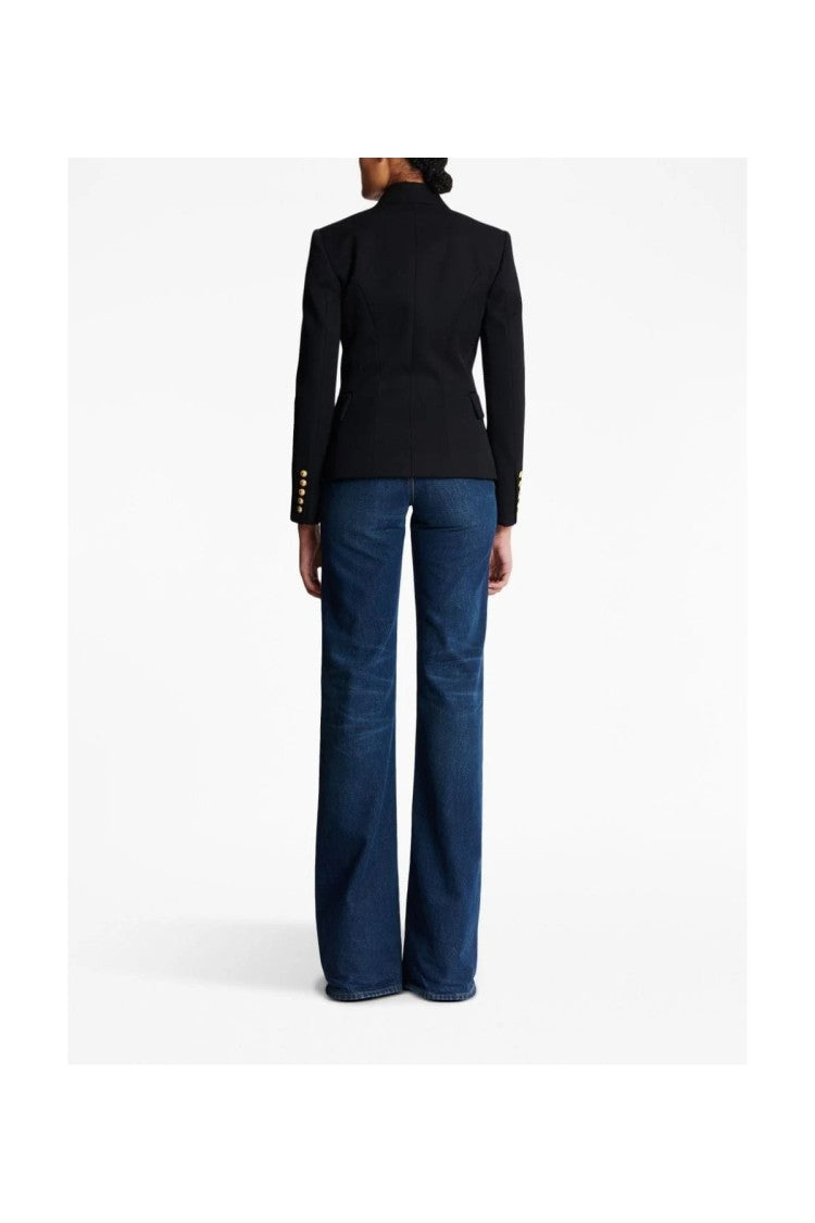 Balmain Black Double-Breasted Viscose-Blend Blazer