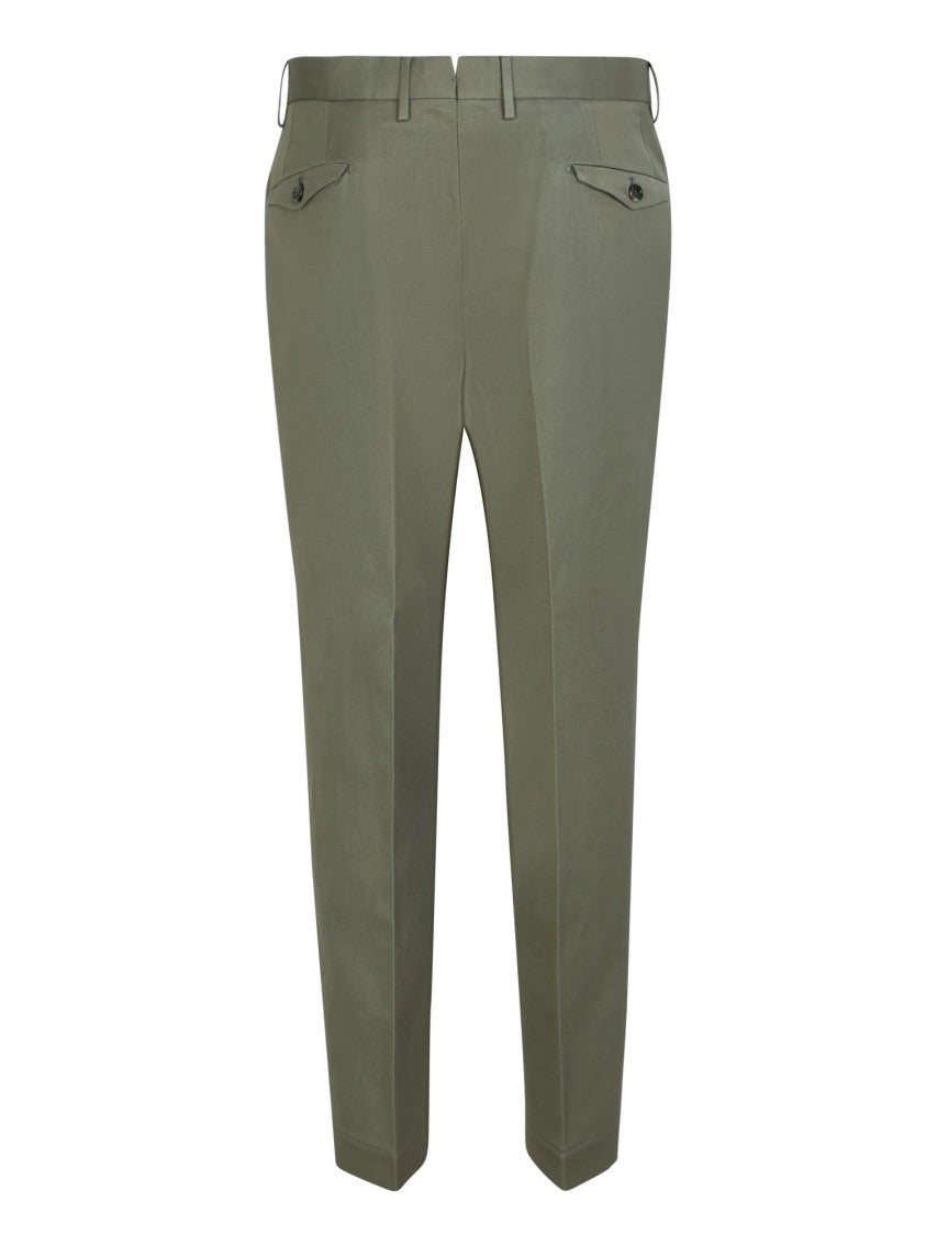 Dell'oglio Military Green Linen And Cotton Blend Trousers
