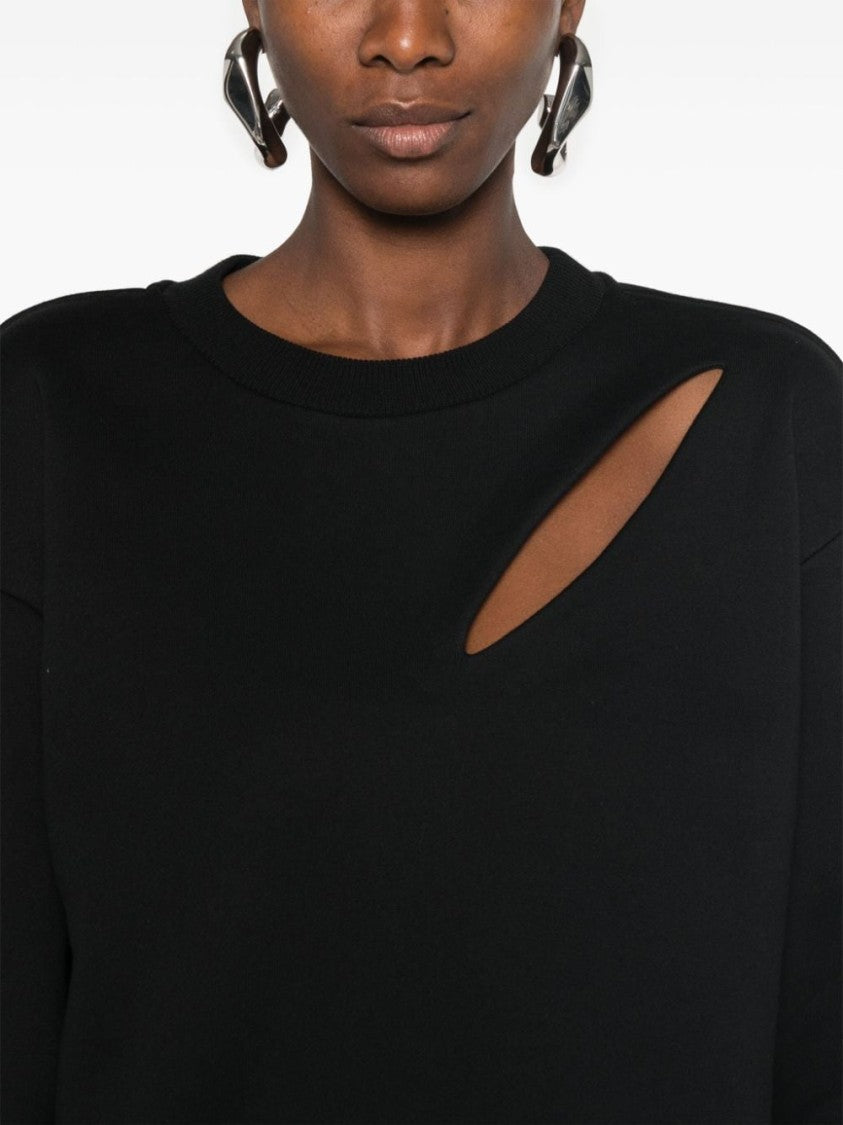 Alexander Mcqueen Crew Neck Black Sweatshirt With Drop Shoulder