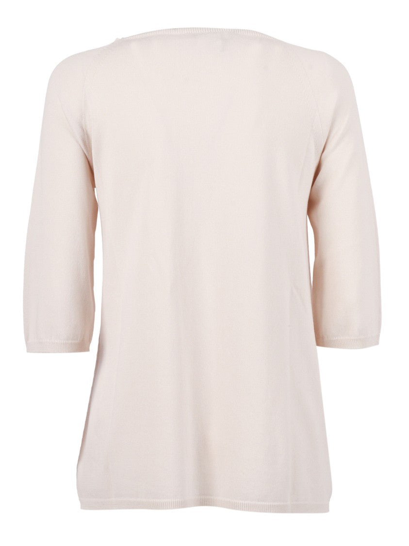 Kangra Cashmere Seamless Boat Neck Elbow Top