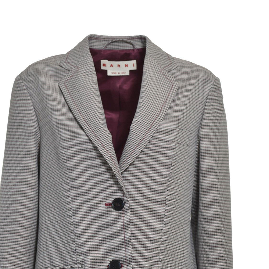 Marni Multicolor Houndstooth Wool Blend Single-Breasted Blazer