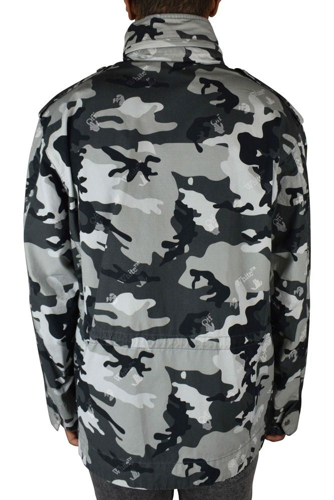 Off-White Camouflage Print Jacket With Removable Hood